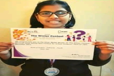 SILVER MEDAL WINNER AT “THE WINTER CONTEST-NATIONAL LEVEL ONLINE QUIZ CONTEST FOR SCHOOL STUDENTS”
